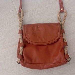 unique vintage leather & rope bag